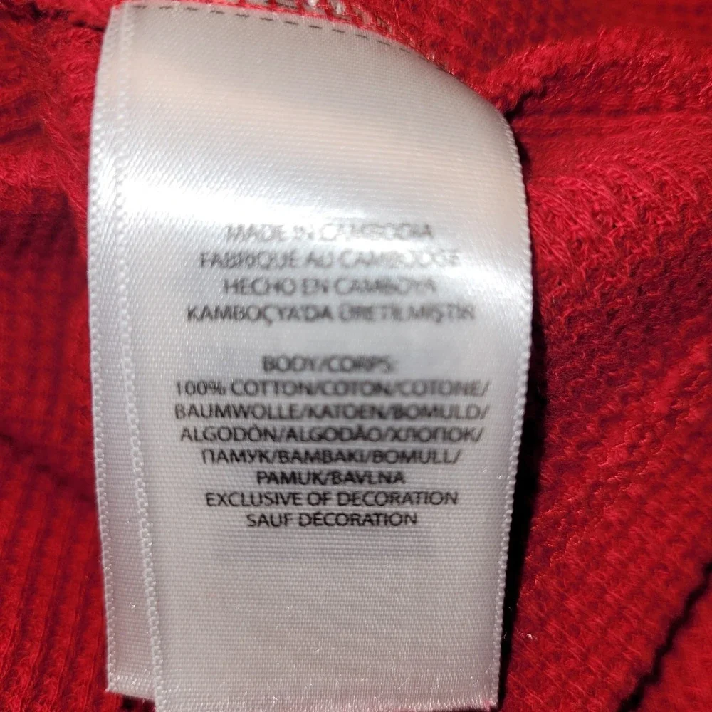 Polo Ralph‎ Lauren Hoodie M Red Waffle Knit Pony Logo-100% Cotton